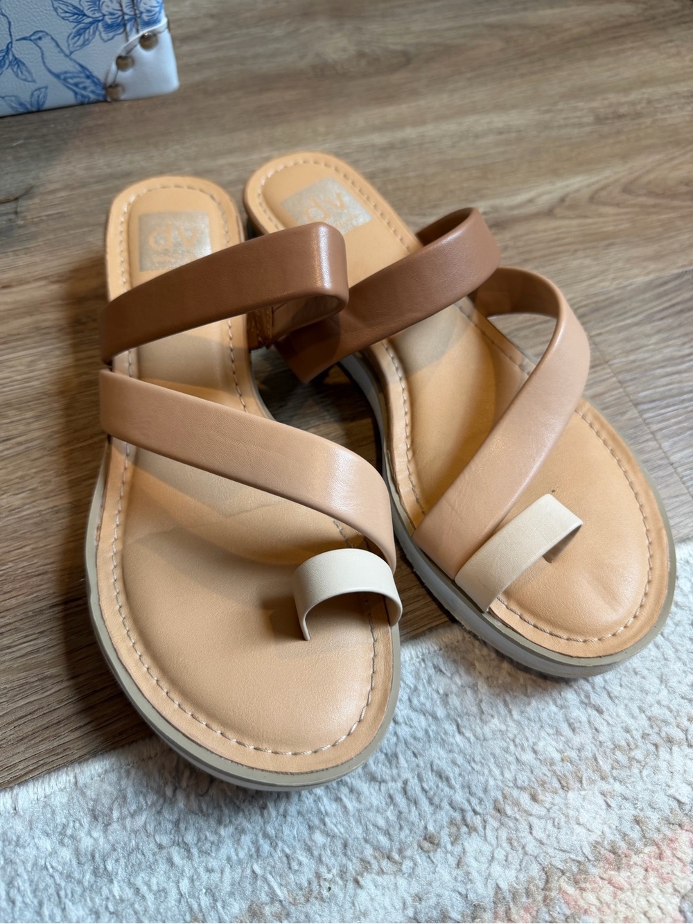 Dolce Vita Neutral Multi-Strip Wedge Slide Sandals